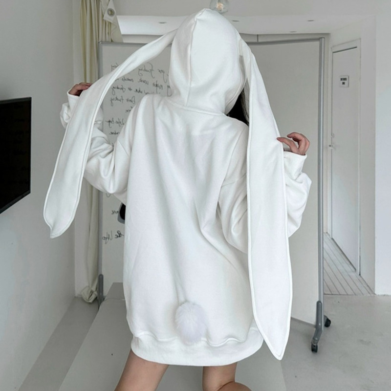 Embroidery Zip Up Hoodie - 2025 Autunno Kawaii Bunny Big Extra