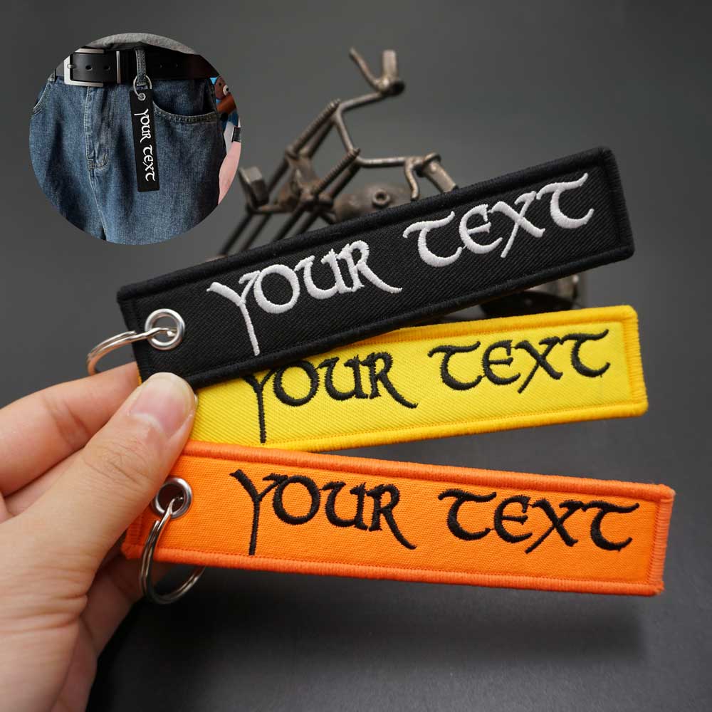 Embroidery Font Free - Caratteri speciali personalizzati Portachiavi ricamato fronte-retro,