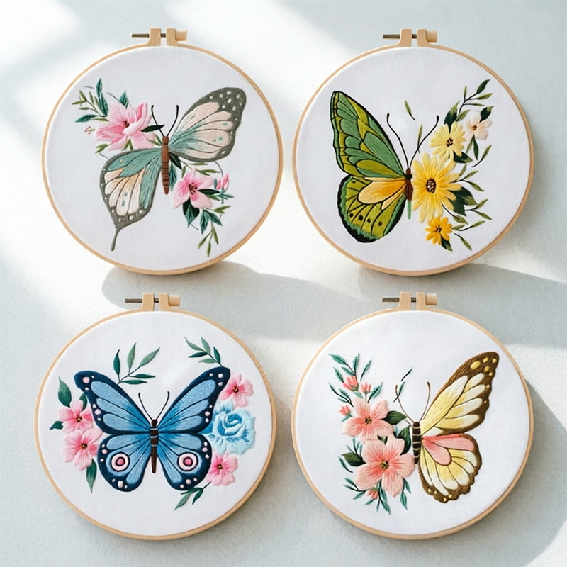 Embroidery Hoop - 1 pezzo Kit Ricamo Farfalla 20X20CM