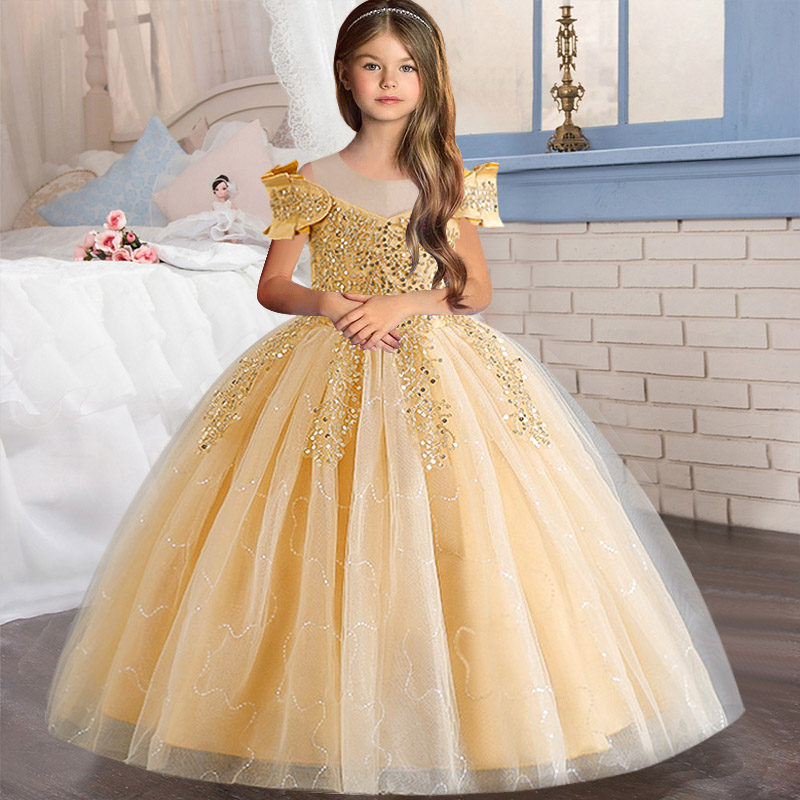Embroidery Jersey - Abito da Damigella per Bambine, Vestito
