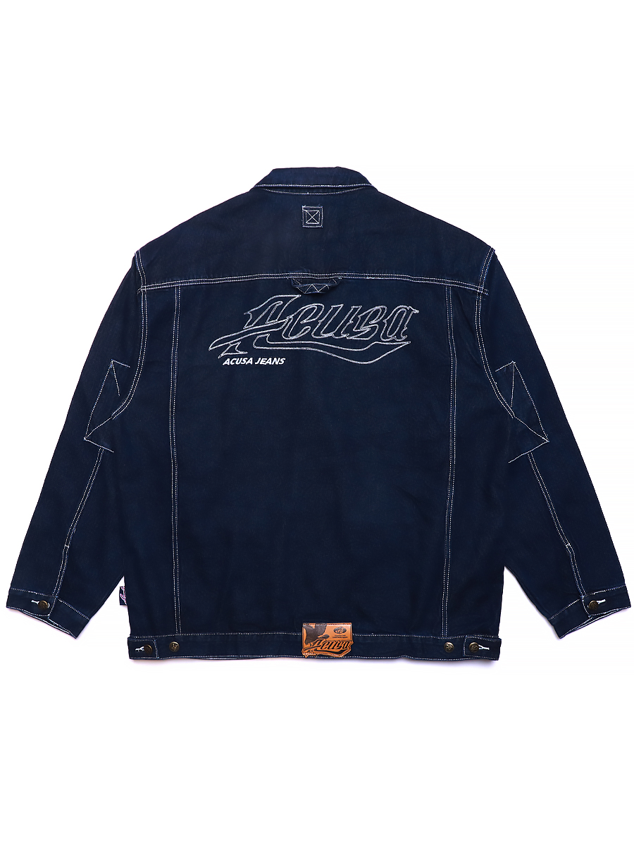 Embroidery Font Free - Giacca in denim pesante effetto invecchiato