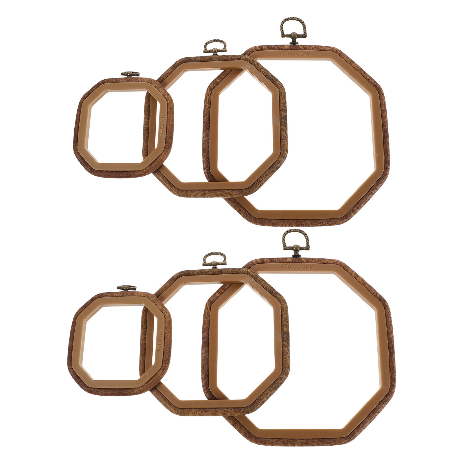 Embroidery Ring Sizes - 6 Cerchi Ottagonali per Ricamo, Imitazione