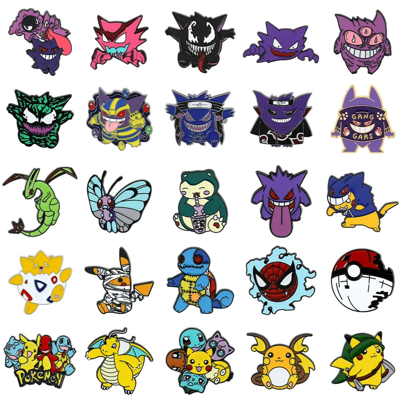Embroidery Illustration - Spilla/Pin da collezione Pokémon: Gengar, Pikachu,
