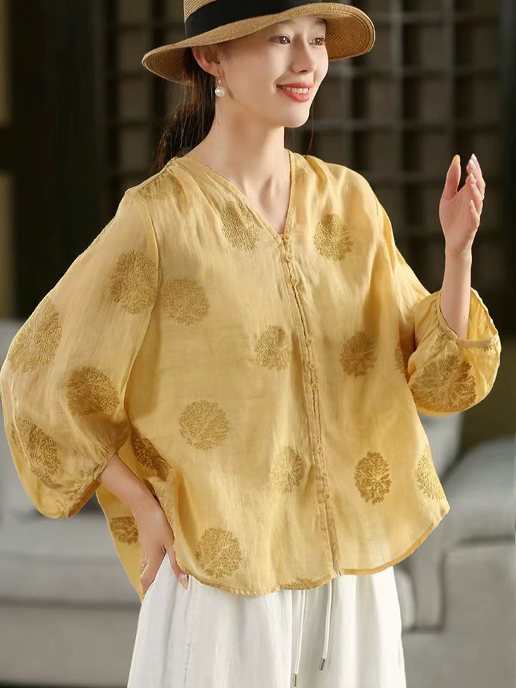 Embroidery Jersey - 100% Ramie Camicia casual da donna