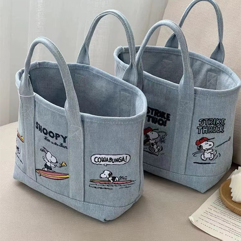 Embroidery Job - Nuova Borsa Tote in Denim Snoopy,