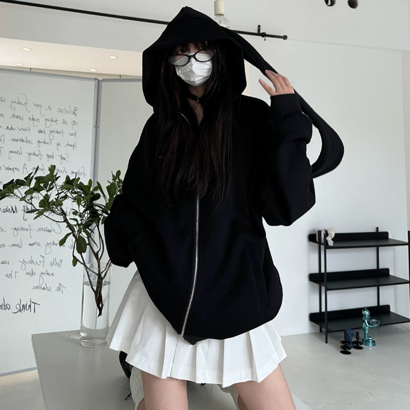 2025 Autunno Kawaii Bunny Big  - Embroidery Zip Up Hoodie recensione e prezzo