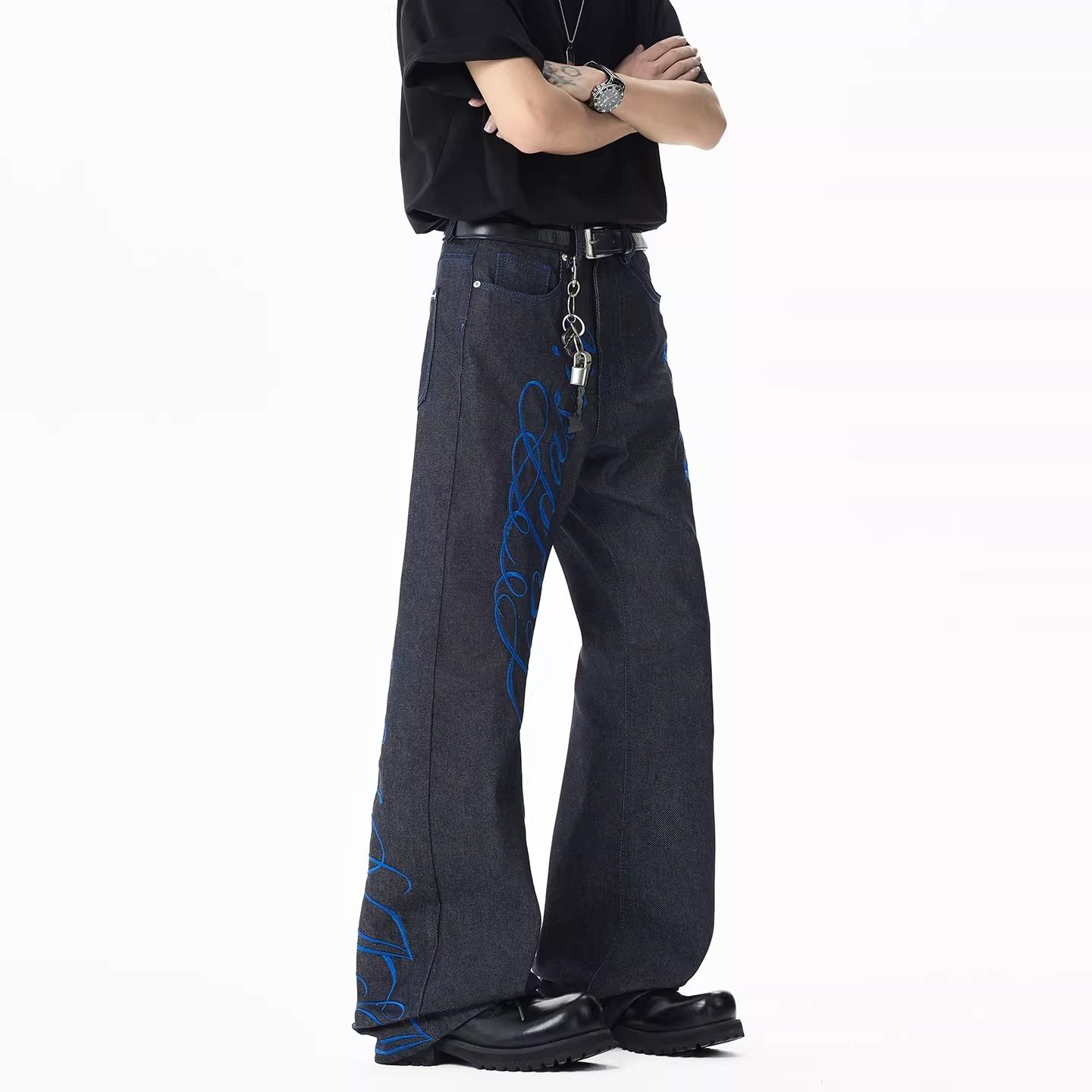 Jeans da Uomo Blu con Ricamo,  - Embroidery Font Free recensione e prezzo