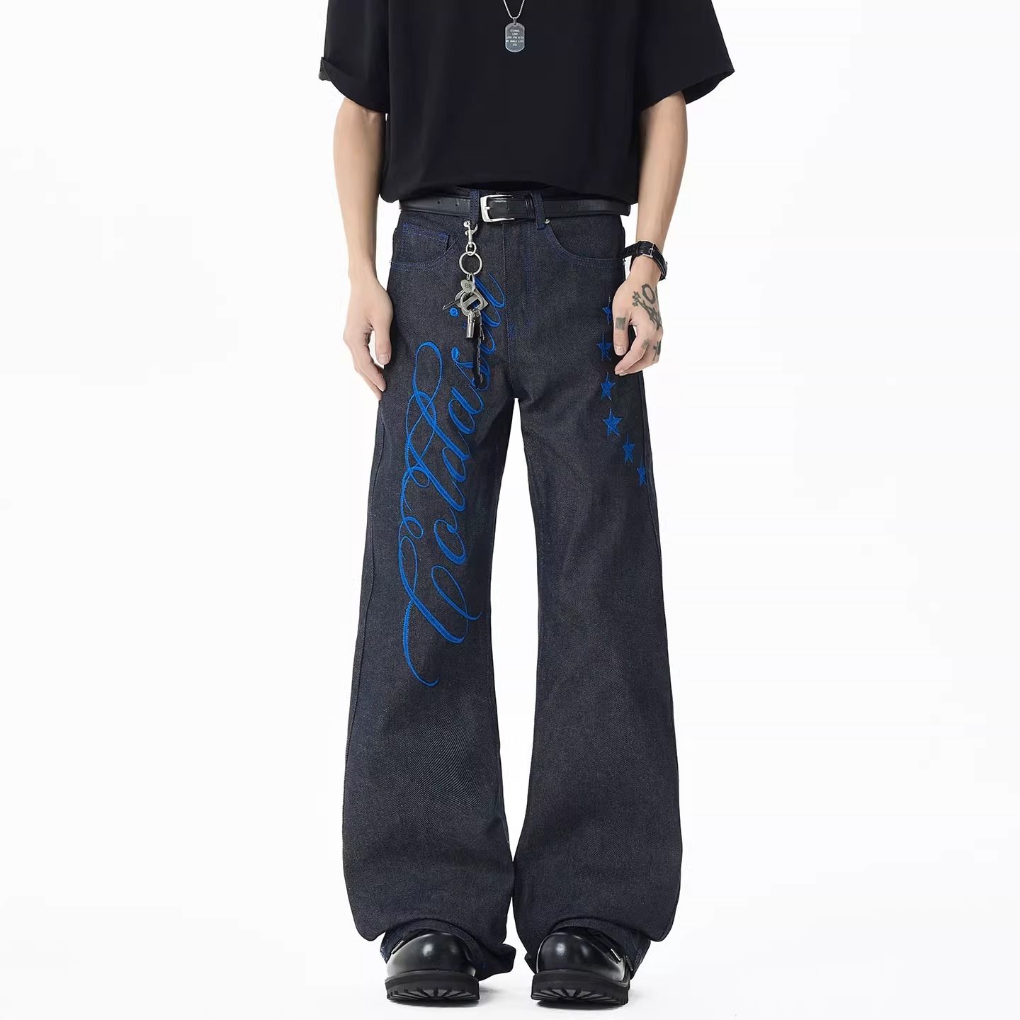 Jeans da Uomo Blu con Ricamo,  - Embroidery Font Free recensione e prezzo